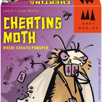 Cheating Moth Card Game - English Edition box and cards (available at 3Kitties Belize)