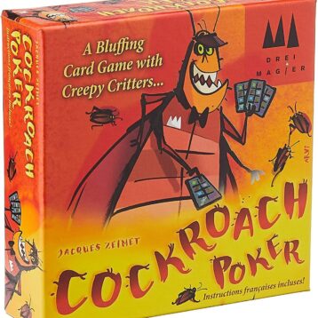 Cockroach Poker English Edition card game box with colorful insect cards available at 3Kitties Belize