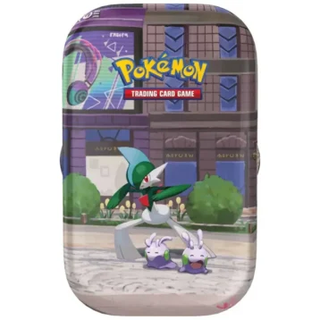 Pokémon TCG Lumiose City Mini Tin with booster packs and collectible items