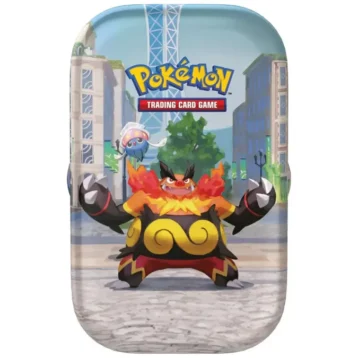 Pokémon TCG Lumiose City Mini Tin with booster packs and collectible items