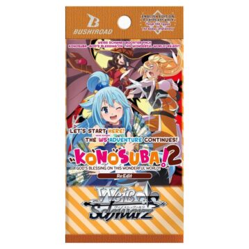 Weiss Schwarz Konosuba ReEdit booster pack with anime characters and signed cards