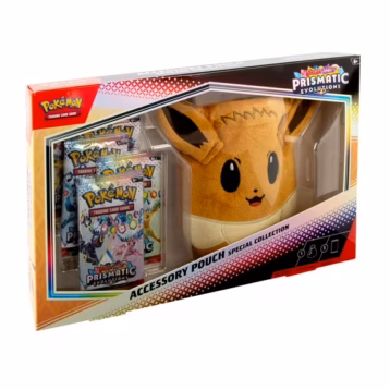 Pokemon Spanish Prismatic Evolutions Eevee accessory pouch with booster packs SV8.5