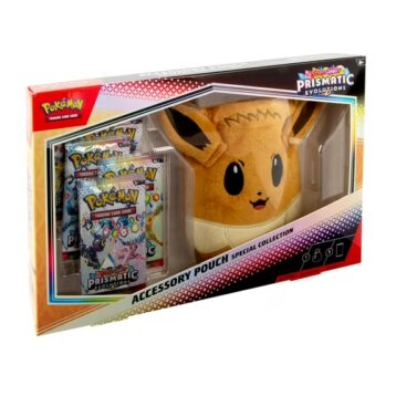 Pokemon Spanish Prismatic Evolutions Eevee accessory pouch with booster packs SV8.5