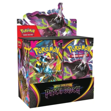 Pokémon TCG Mega Evolution Pitch Black Booster Box featuring Mega Darkrai ex and Mega Zeraora ex
