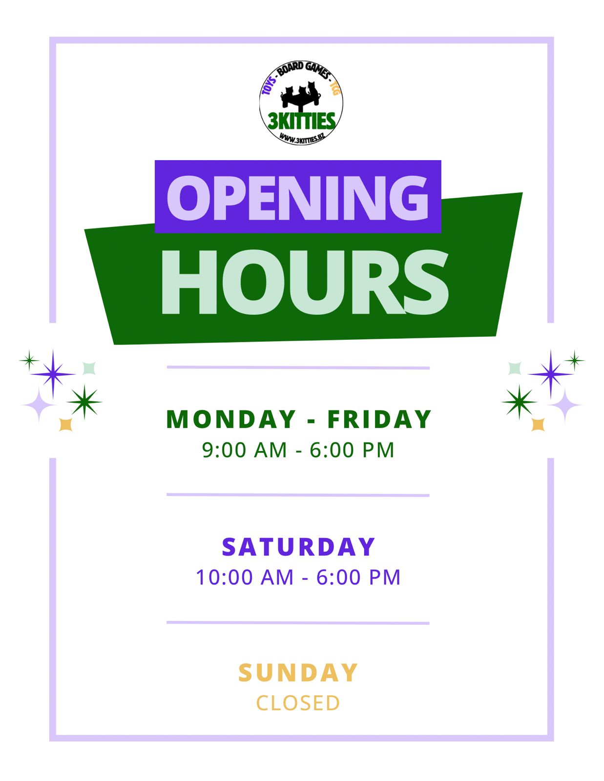 3kitties opening hours