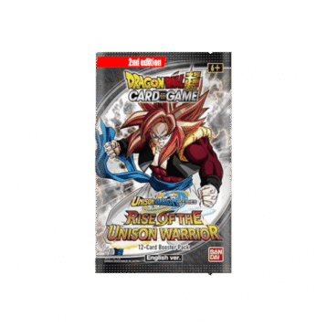 Dragon Ball Super TCG Rise of the Unison Warrior 2nd Edition Booster Pack featuring Unison Warriors and collectible cards