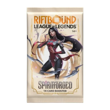 Riftbound TCG Spiritforged Booster Pack featuring collectible cards and League of Legends artwork