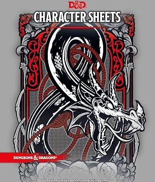 Official D&D 5th Edition Character Sheets set with protective folder, spell sheets, and multiple character sheet layouts