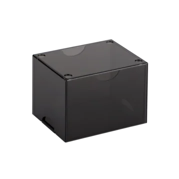 Dragon Shield Strongbox Clear Black acrylic deck box for 100+ double-sleeved trading cards.