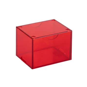 Dragon Shield Strongbox Clear Red acrylic deck box for 100+ double-sleeved trading cards.