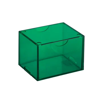 Dragon Shield Strongbox Clear Green acrylic deck box for 100+ double-sleeved trading cards.