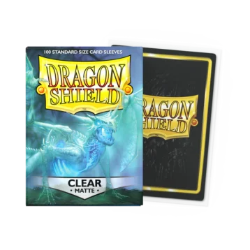 Dragon Shield Clear Matte Sleeves standard size pack of 100 transparent premium trading card sleeves.