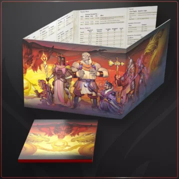 Dungeon Master's Screen 5.5e four-panel screen for Dungeons & Dragons Fifth Edition with updated rules reference and artwork by Joy Ang